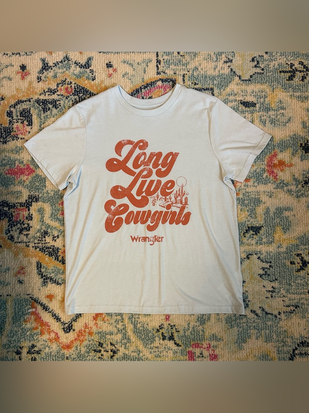 Wrangler “Long Live Cowgirls” Graphic Tee – Blue – Size Medium